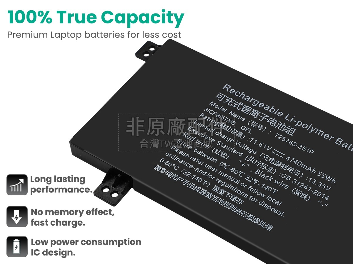 AolsteCell 725768-3S1P副廠電池