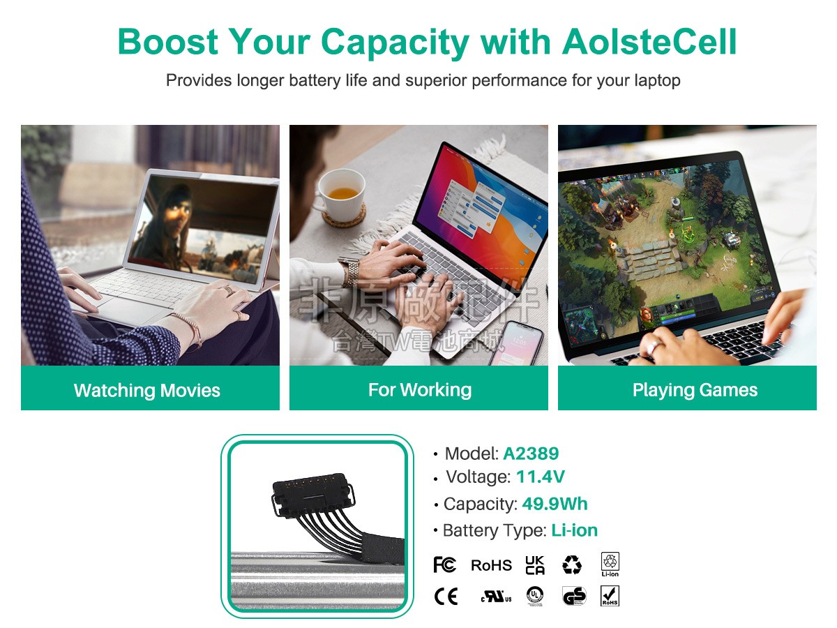 Apple MacBook Air M1 8-Core 3.2G 7-Core GPU 13-inch副廠電池