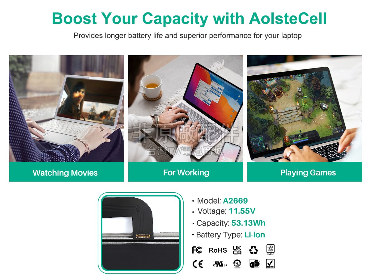 Apple MacBook Air M2 8-Core CPU/8-Core GPU 13-inch (2022)副廠電池