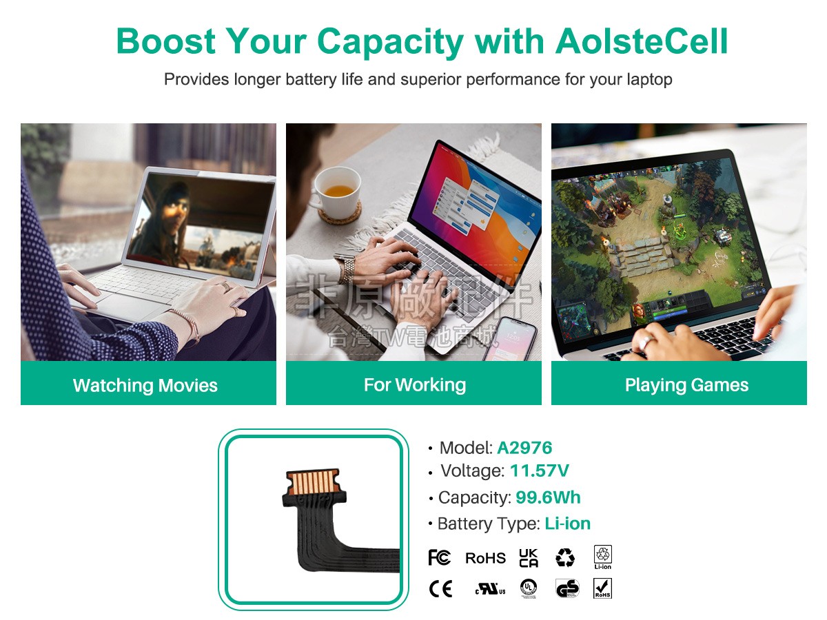 Apple MacBook Pro M3 MAX 16 CPU 40 GPU 16 A2991 EMC 8408副廠電池