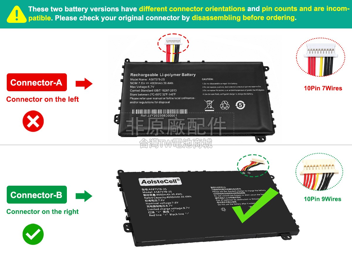 AXIOO 587578-2S副廠電池