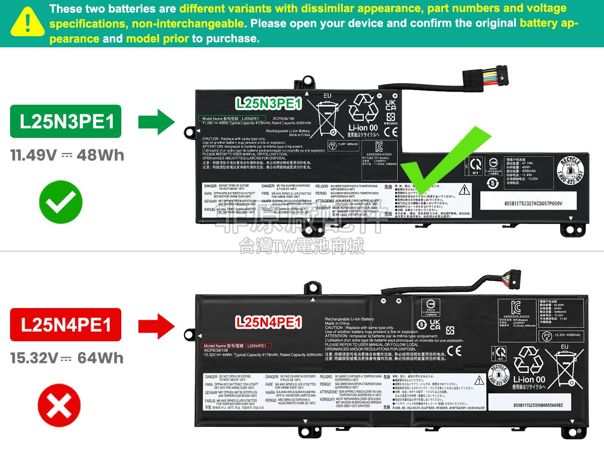 Lenovo L25X3PE1副廠電池
